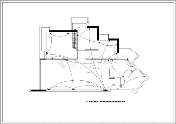 时代城梦想家园样板房全套装修施工设计cad图纸(含图纸目录)-图二