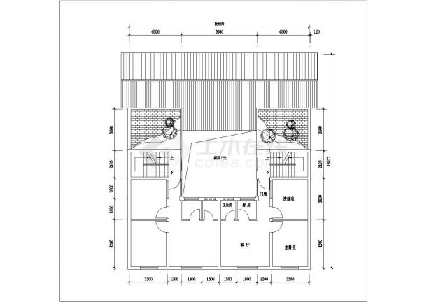 泉州某别墅区420平米4层框架结构双拼别墅平立剖面设计CAD图纸-图二