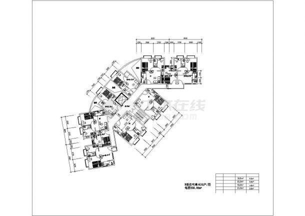 乌鲁木齐市某新建小区高层住宅楼标准层平面设计CAD图纸（五张）-图一
