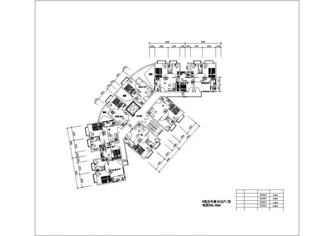 乌鲁木齐市某新建小区高层住宅楼标准层平面设计CAD图纸（五张）_图1