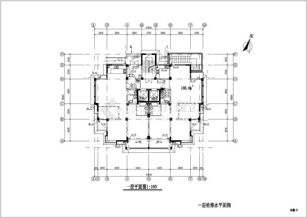 某地下1层地上15层普通住宅楼给排水设计cad全套施工图（含设计说明）-图二