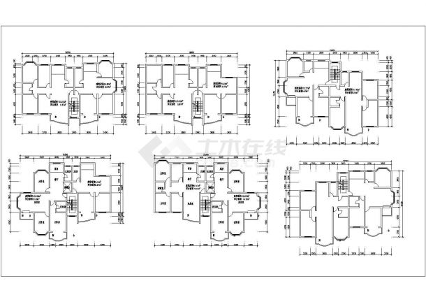 典型多层安置房户型设计cad建筑平面方案图集合-图二