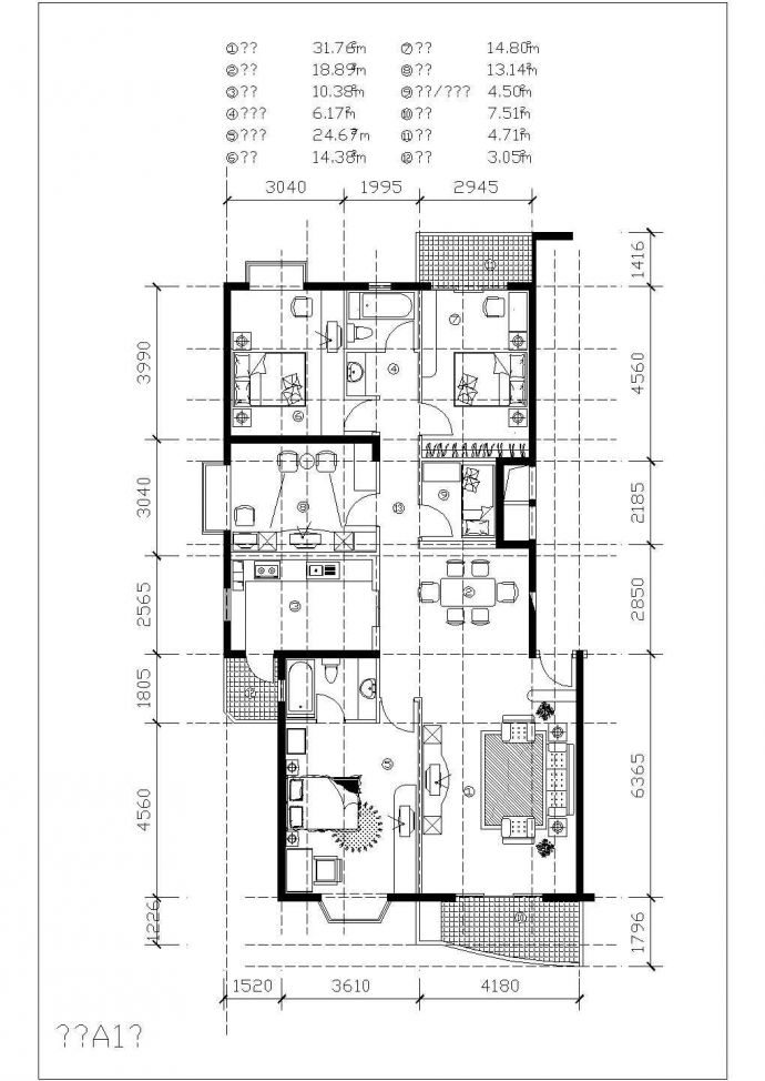 经典高档小区多层住宅户型设计cad平面方案图图集_图1
