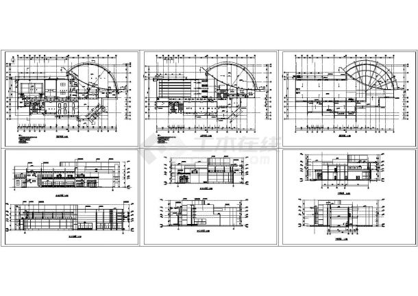 娱乐中心总体规划设计建筑施工cad图纸，共六张-图一