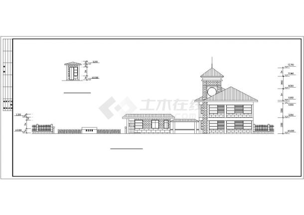 昆明市xx小区1500平米3层混合社区会所平立剖面设计CAD图纸（含总图）-图一