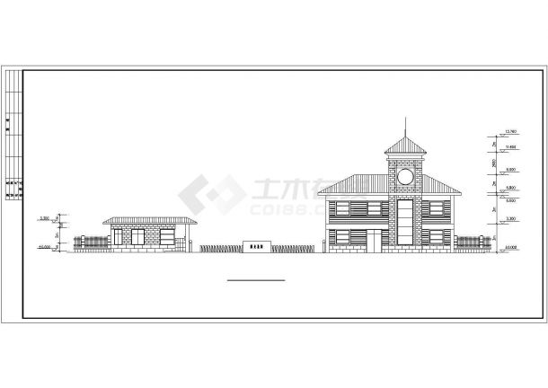 昆明市xx小区1500平米3层混合社区会所平立剖面设计CAD图纸（含总图）-图二