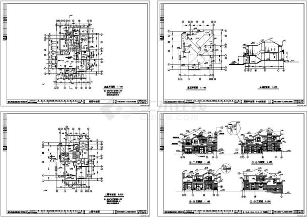 某花园小区2层经典别墅住宅楼建筑设计CAD施工图-图一
