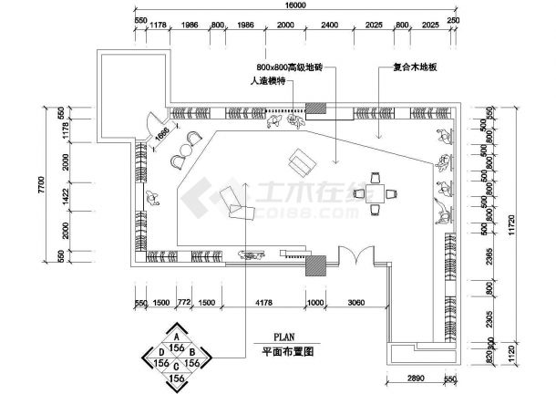 某商场小型儿童服装店装修详细方案设计施工CAD图纸-图一