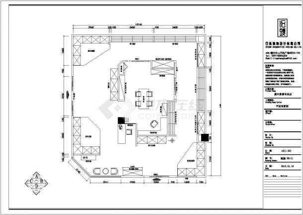 某整体衣柜专卖商铺室内装饰详细方案设计施工CAD图纸-图一