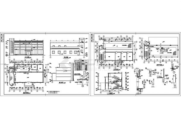 某食堂建筑全套施工图 包含各层平面图-图二