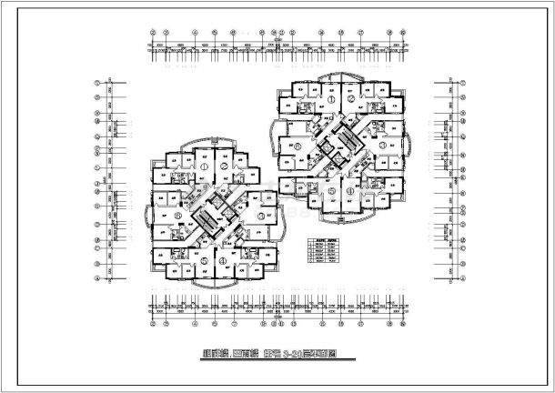 某高层住宅户型楼层详细方案设计施工CAD图纸-图二