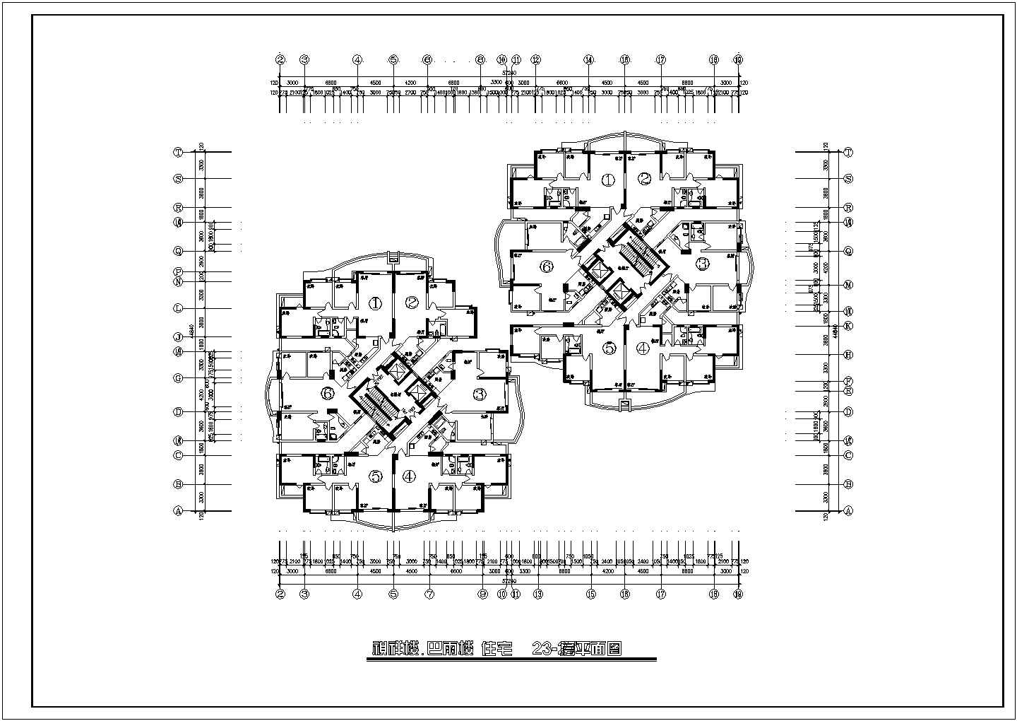 某高层住宅户型楼层详细方案设计施工CAD图纸