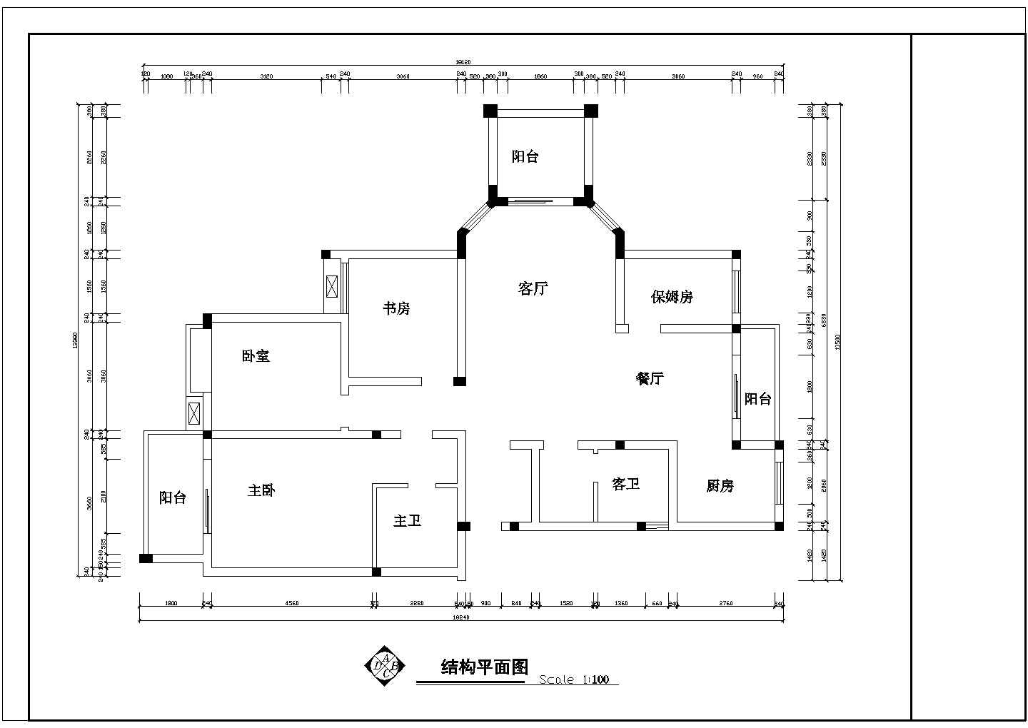 某商业公寓保姆房户型详细方案设计施工CAD图纸