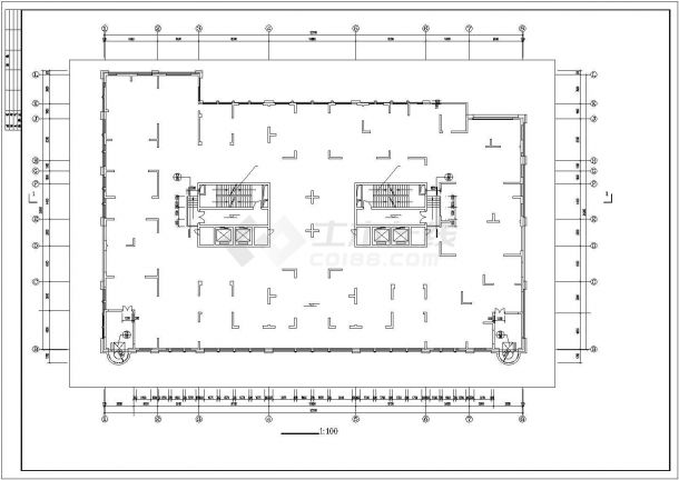 30+2层框架结构商住楼平立剖面设计CAD图纸（1-5层商用/含机房水箱层）-图二