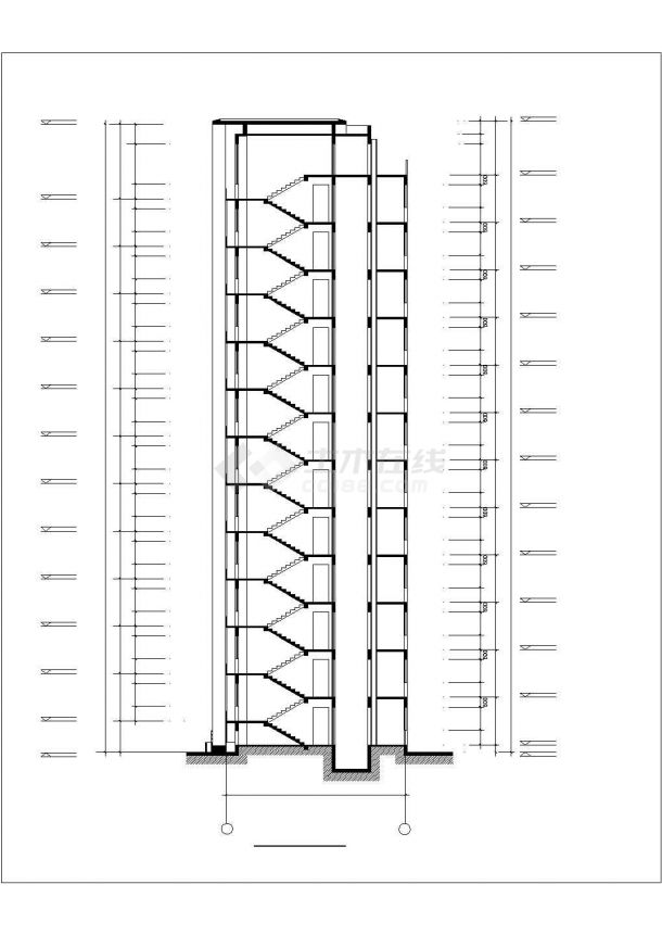 兰州xx小区19层框架住宅楼平立剖面设计CAD图纸（含半地下室和机房层）-图一