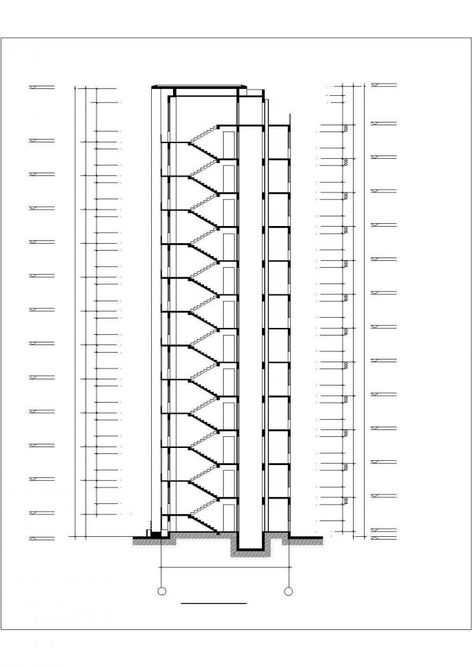 兰州xx小区19层框架住宅楼平立剖面设计CAD图纸（含半地下室和机房层）_图1