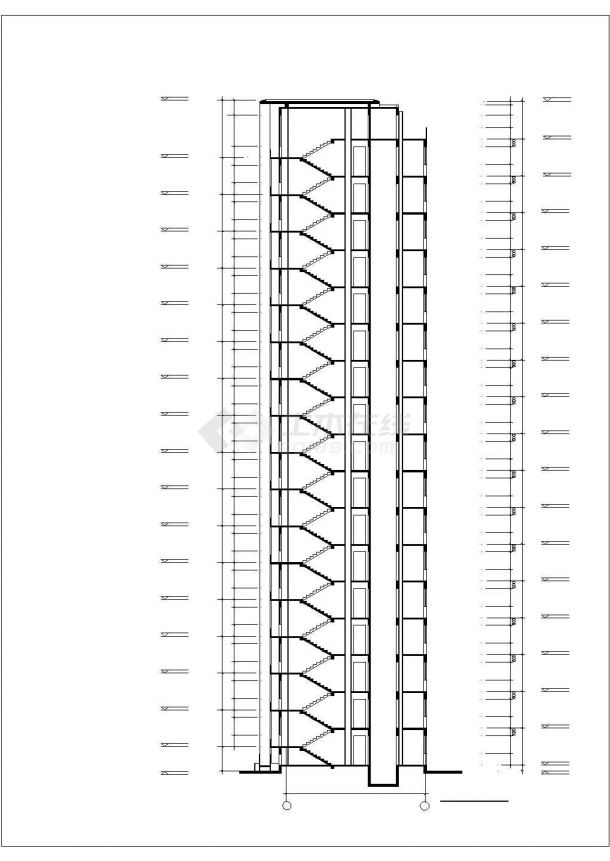 兰州xx小区19层框架住宅楼平立剖面设计CAD图纸（含半地下室和机房层）-图二