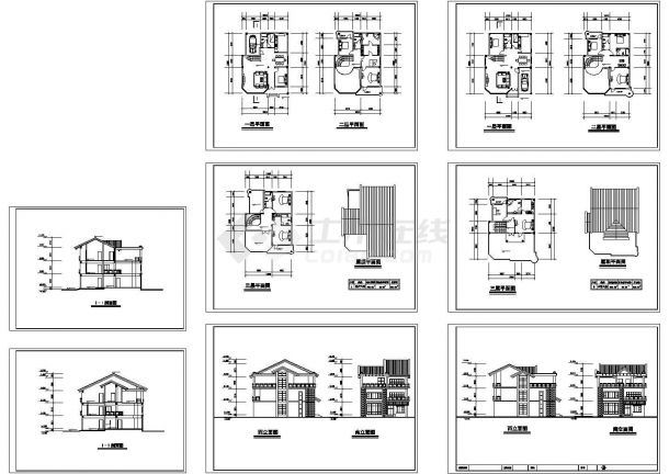 某地区别墅平立剖建筑设计施工CAD全套图纸-图一