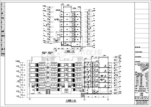 广州市某三段6层联排式住宅楼全套建筑设计CAD图纸-图一