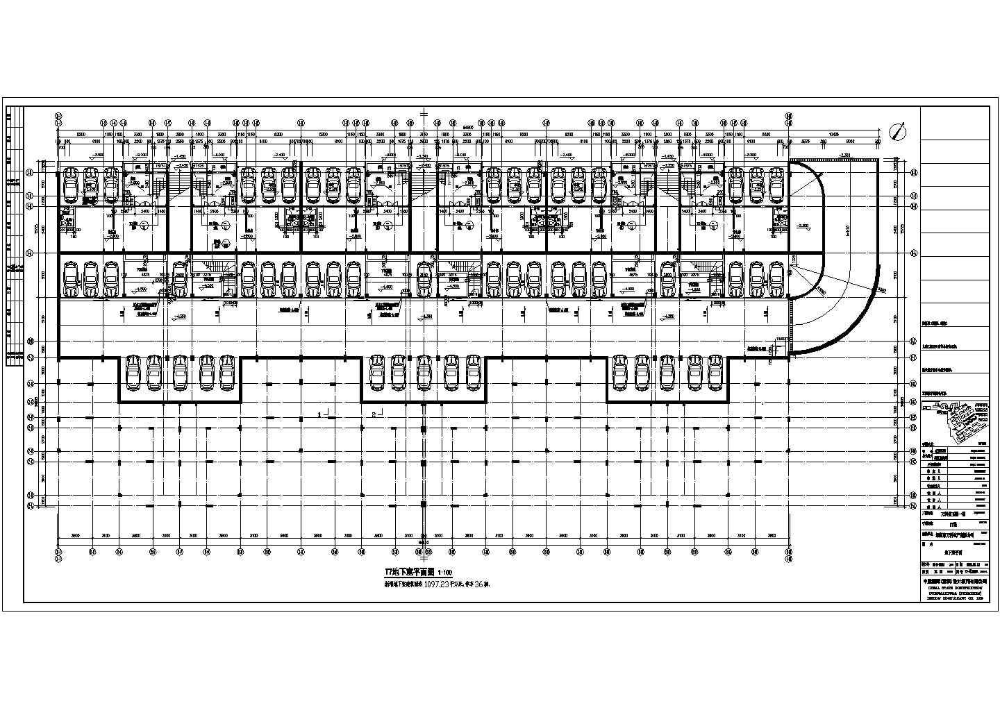 苏州某购物商场1100平米地下停车场平面设计CAD图纸