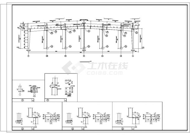 51m跨两跨两坡门式轻钢结构4743平米厂房CAD结施+PDF计算书（设计说明）-图二