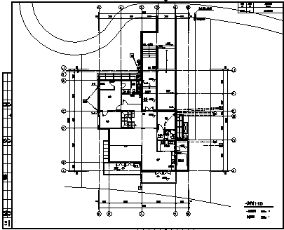 某市二层带地下室别墅二期给排水施工cad图，共四张-图一