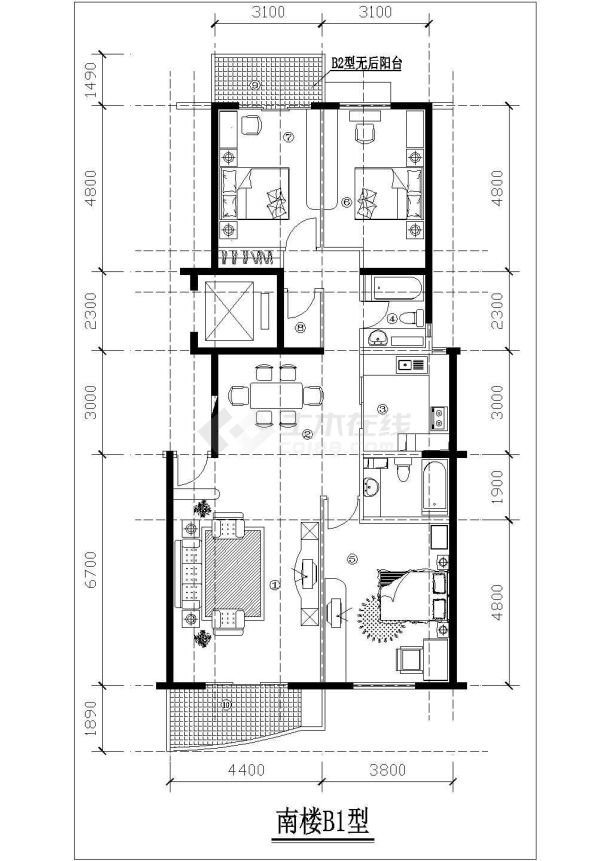 宜兴市xx小区90-135平米的平面户型设计CAD图纸（共13张）-图一