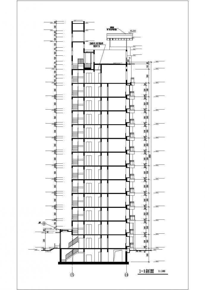 舟山市xx小区1.1万平米14层框架结构住宅楼平立剖面设计CAD图纸_图1
