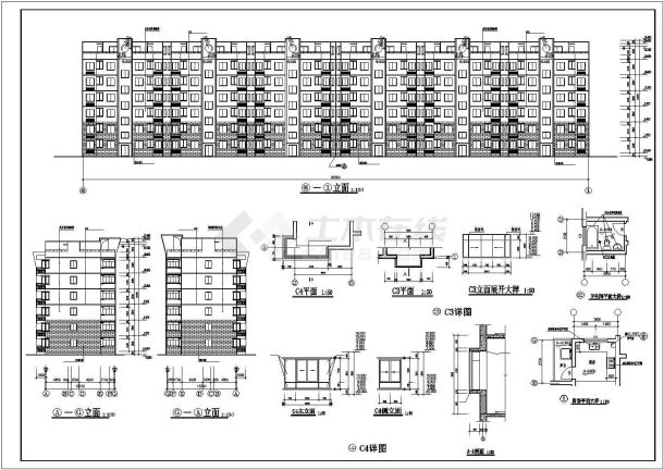 北京某小区7500平米7层砖混结构住宅楼全套建筑设计CAD图纸（含跃层）-图一