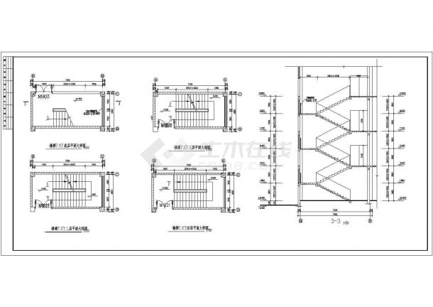某高等技术学院主体三层局部四层框架结构浴室设计cad全套建筑施工图（含设计说明）-图一
