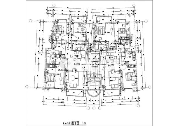 深圳德秀轩小区98+104平米标准层户型设计CAD图纸（1梯2户）-图一