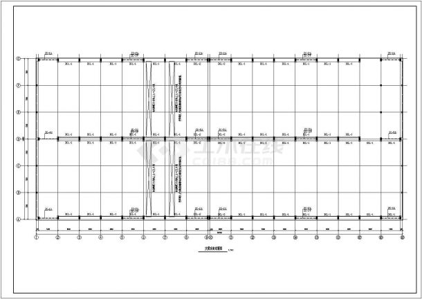 某地区102.5x45m 单层钢屋面RC柱单层厂房结构图-图一