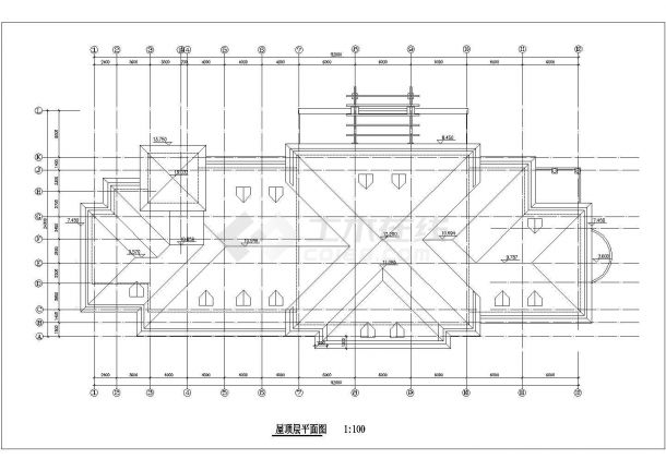 北京某社区1600平米3层框架结构活动会所建筑CAD设计图纸（含阁楼）-图一