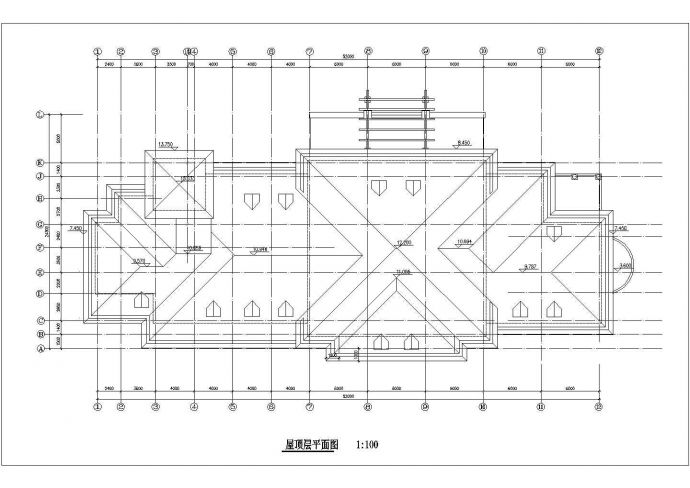 北京某社区1600平米3层框架结构活动会所建筑CAD设计图纸（含阁楼）_图1