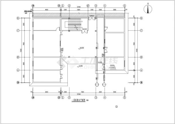 常州某培训学校2层砖混办公楼给排水系统CAD设计图纸-图二