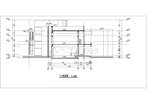 金华市某现代化小区1800平米2层框架结构休闲会所建筑CAD设计图纸-图二