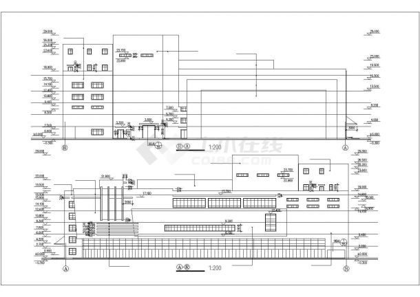北京海淀区某6500平米3+1层框架结构大剧院建筑CAD设计图纸-图一