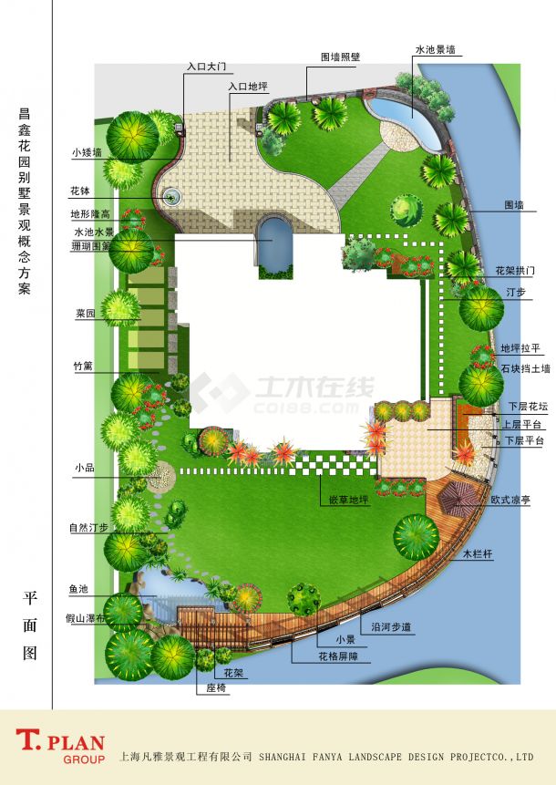 某地区的花园别墅景观设计布置图-图一