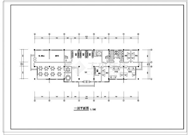 办公楼设计_多层办公楼平立面CAD图附效果图-图一