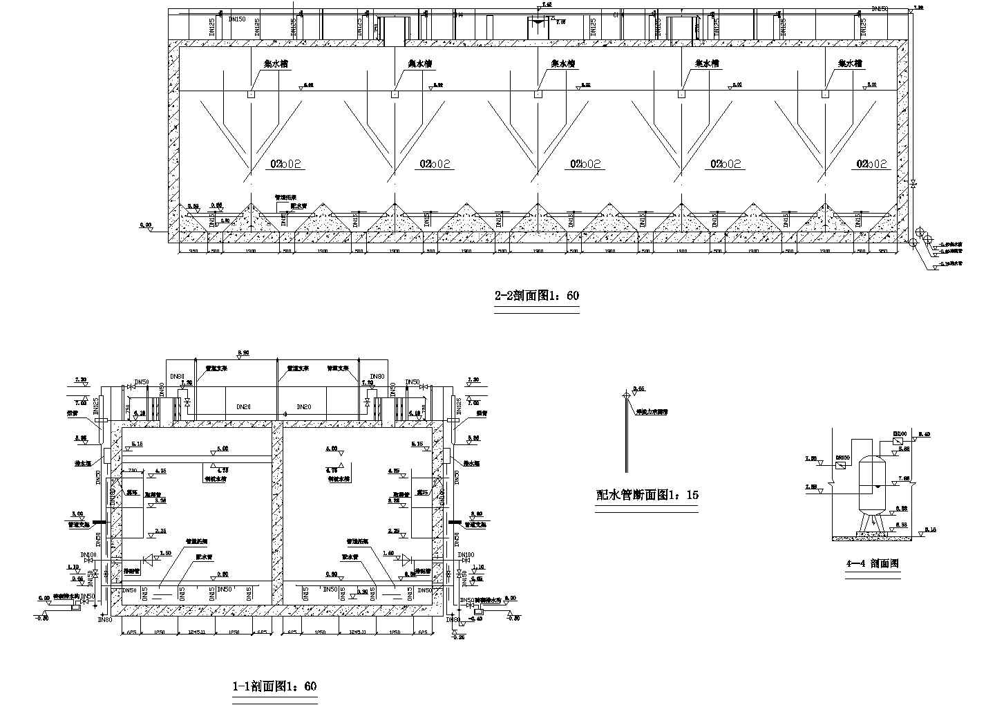 化工厂UASB池剖面图及平面图