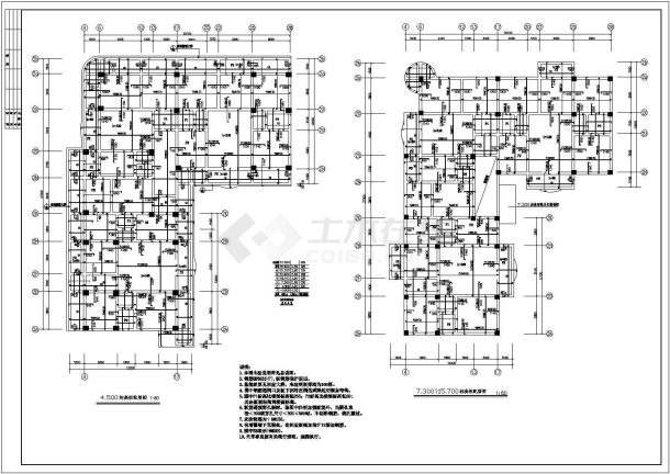 某底层为商场的多层住宅楼施工设计全套CAD图-图二