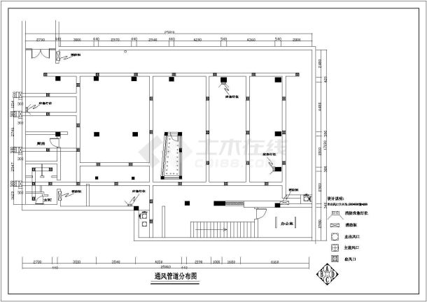 某地然兴致网吧全套设计装修施工cad图(含通风管道分布图，天花吊顶图)-图一