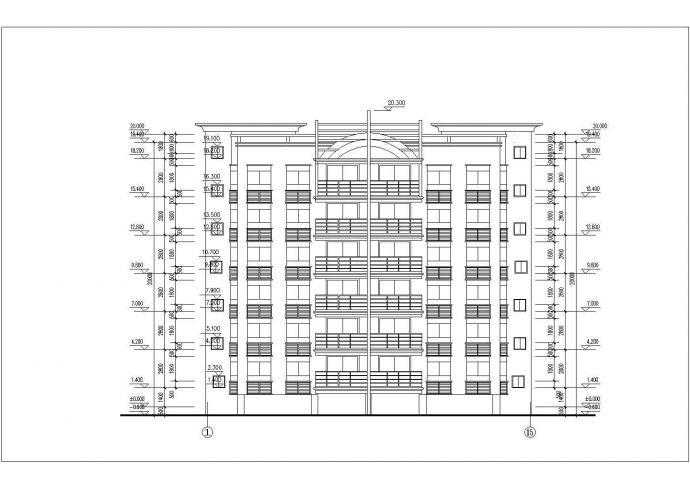 芜湖市xx小区2650平米6+1层砖混结构住宅楼平立剖面设计CAD图纸_图1