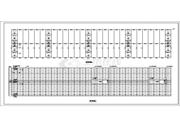 168x30m跨厂房轻钢结构施工设计cad图，共8张-图一