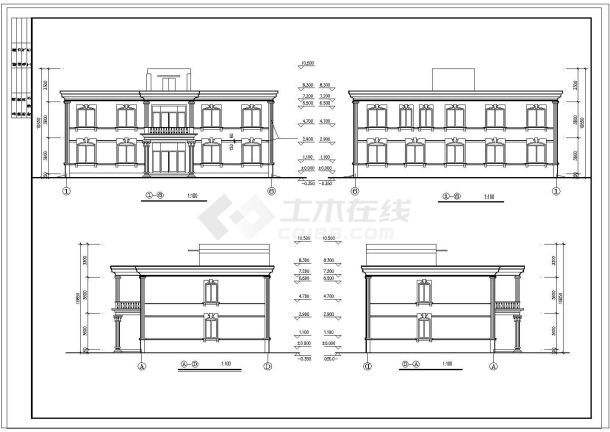 办公楼设计_经典板式办公楼CAD建筑全套施工图纸-图二