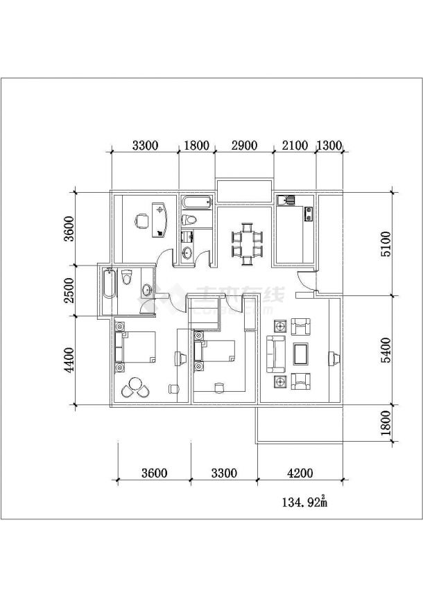 125-165平米经典热门的三四房户型设计CAD图纸（100张）-图二