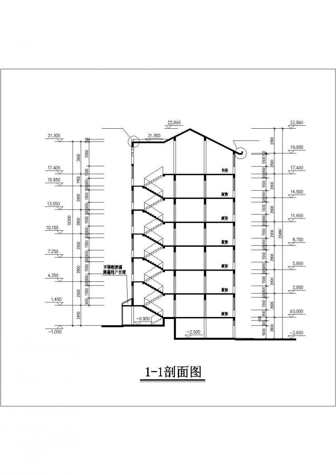 扬州市xx小区3900平米七层框混结构住宅楼平立剖面设计CAD图纸_图1