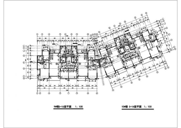上海xx小区1.4万平米左右16层框架结构住宅楼平面设计CAD图纸_图1