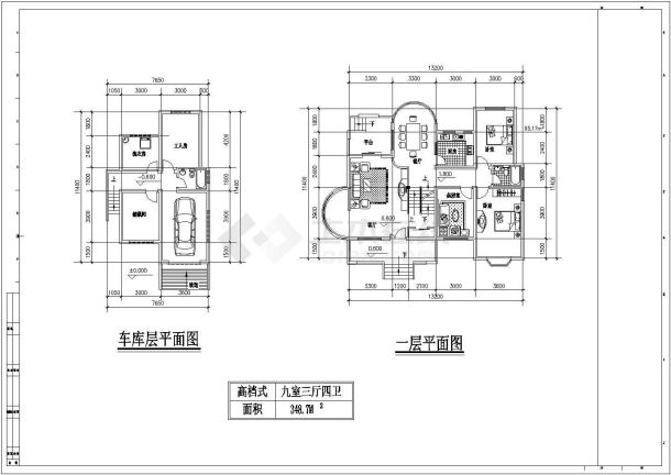 某二层带阁楼层框架结构别墅设计cad建筑方案图（含多种户型设计）-图二