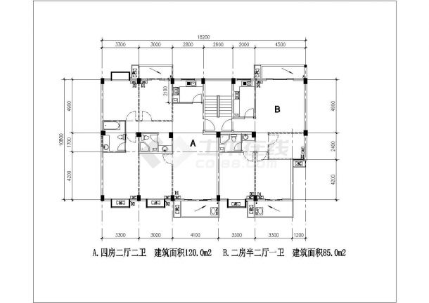 厦门某新建小区61-110平米左右的热门户型设计CAD图纸（19张）-图一